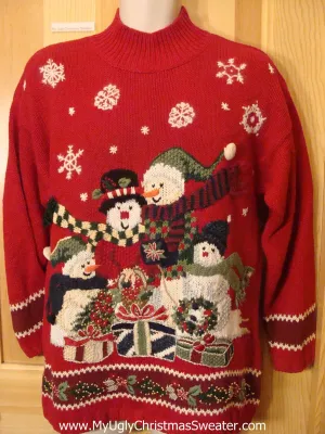 Ugly Christmas Sweater Snowman Family